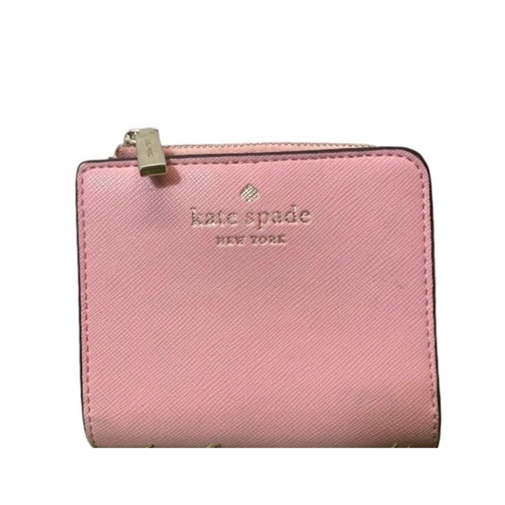 Kate Spade Madison Small L-Zip Wallet Pink Excellent Saffiano Leather Bifold